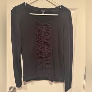 Rafaella Black Ruched Detail Long Sleeve Cardigan